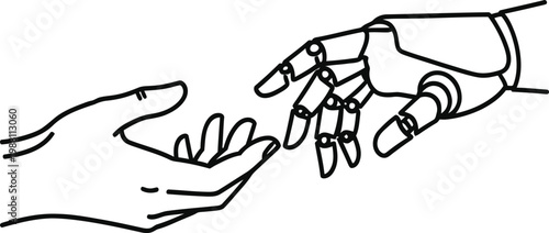 The creation of adam inspired sketch human and robotic connection