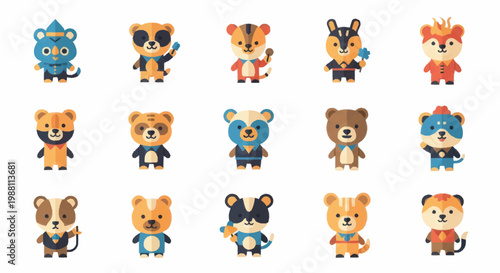 Vászonkép Colorful cartoon bear characters standing.