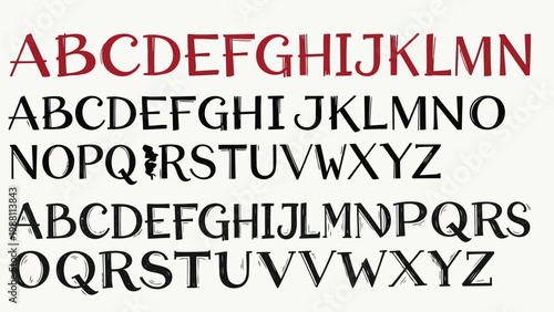 Comparison of various alphabet font styles and designs in uppercase letters Vector