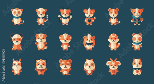 Tableau sur toile Cute cartoon hamster faces emoticons.