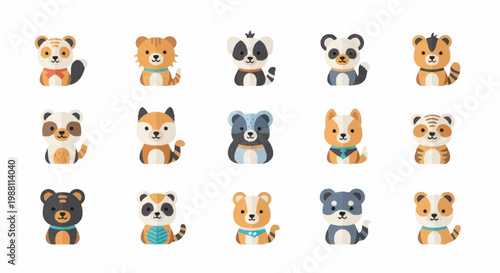 Photography Collection of cartoon animal faces.