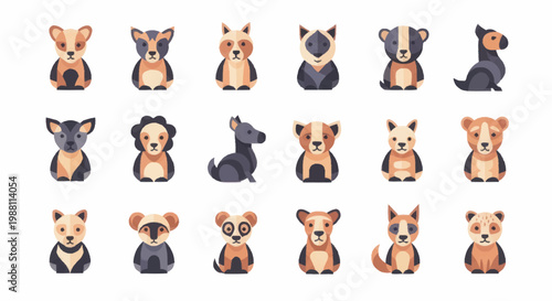 Cute Cartoon Dogs Various Breeds.