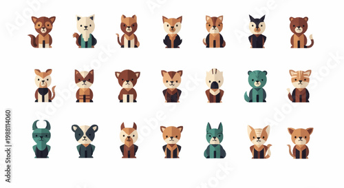 Collection of cartoon cat faces.