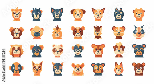 Collection of cute cartoon bear faces.