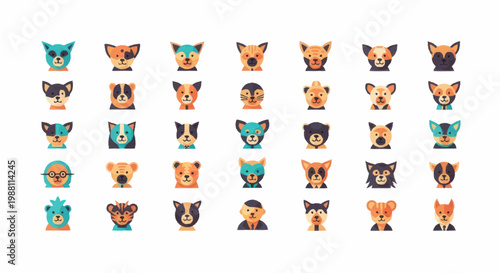 Collection of bear face illustrations.