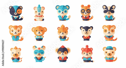 Collection of cute cartoon bear characters.