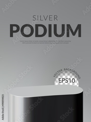 Elegant Minimalist Oval Silver Mirror Metallic Podium for Product Presentation