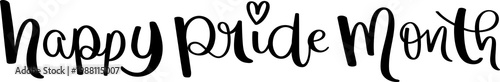 HAPPY PRIDE MONTH black brush calligraphy banner on transparent background