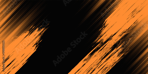 orange black brush Car sticker wrap pattern banner. abstract sporty lines black orange dot.
