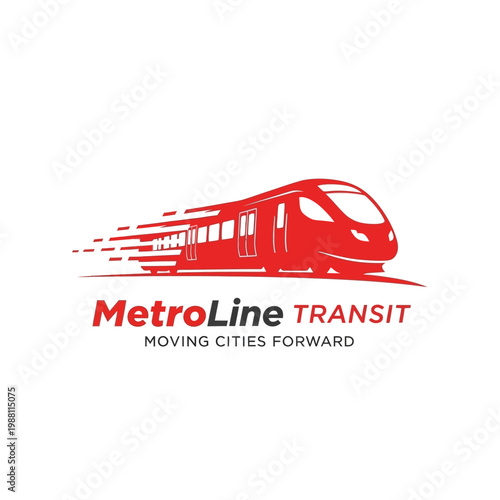 Red train metro line transit logo.