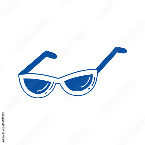 Sunglasses vector blue line art doodle summer accessory icon for beach branding