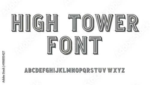 Vintage-style high tower font showcasing uppercase and lowercase letters Vector