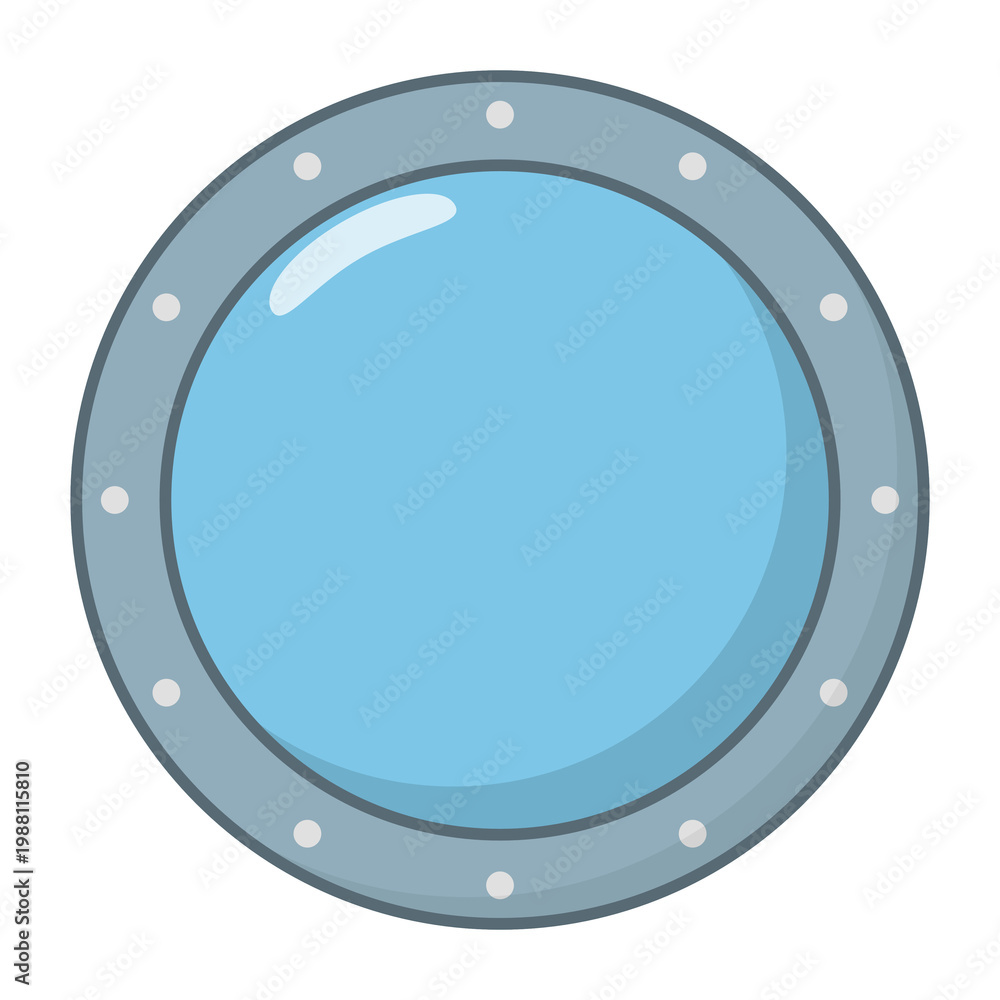 Obraz premium Circular porthole with bolted frame vector illustration