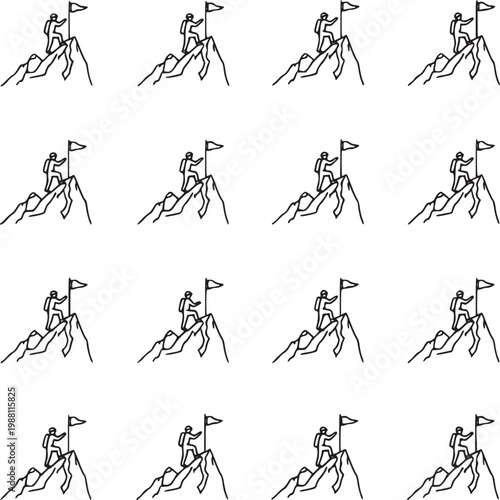 sequence of person kite surfing line art illustration set for sports and adventure design