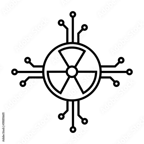 Radiation icon vector. Nuclear energy Illustration sign. Emitting symbol. Nuclear waste logo.