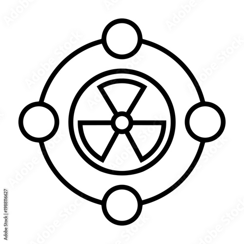 Radiation icon vector. Nuclear energy Illustration sign. Emitting symbol. Nuclear waste logo.
