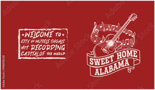 Sweet home alabama a vintage record album cover with musical imagery