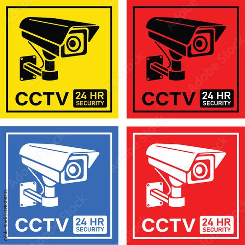 CCTV Area under 24 hour Surveillance Sign - 1 Set (4 pcs)