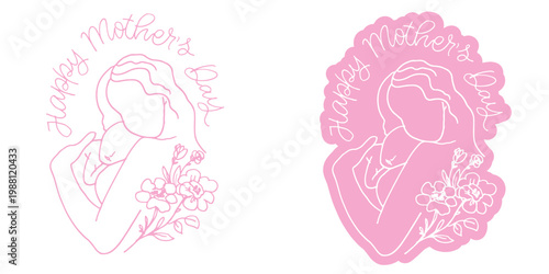 Lettering about mom. Happy Mother's Day - cute trendy hand dtawm doodle lettering print. T-shirt design, mug print, sticker.