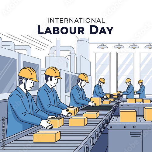 Happy International Labour Day Celebration With Workers At Work
