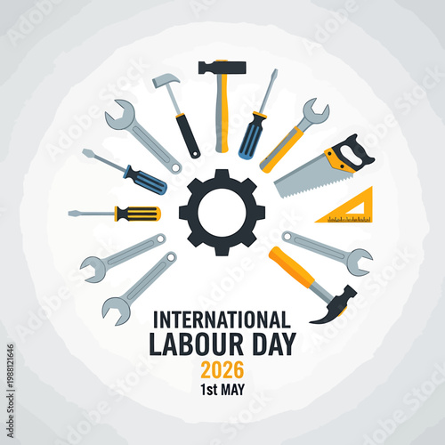 International Labour Day Celebration With Various Tools