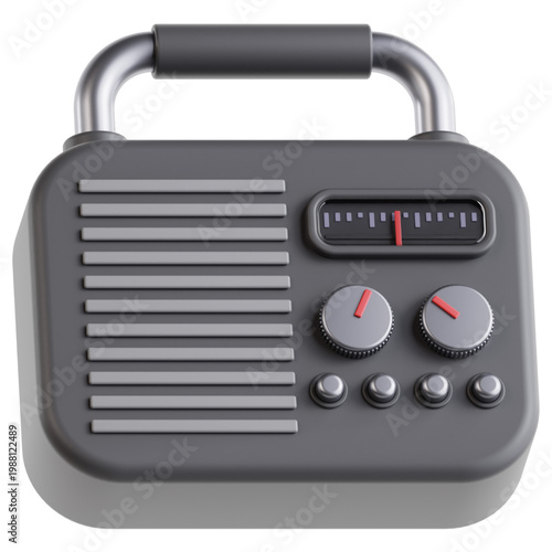 Retro portable radio with analog tuner and volume control, classic entertainment device illustration