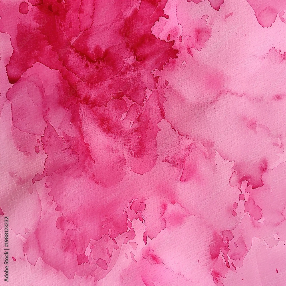 Fototapeta premium A vibrant pink watercolor background with abstract splotches and stains