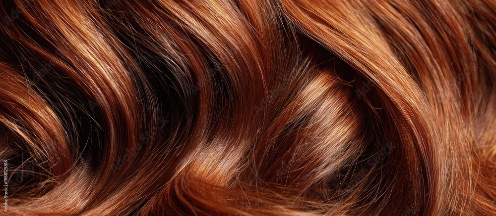 Fototapeta premium Close Up of Wavy Red Hair Texture in Natural Light for Hair Care and Beauty Marketing
