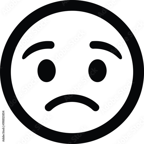 Simple black and white sad face emoji illustration a depiction of disappointment