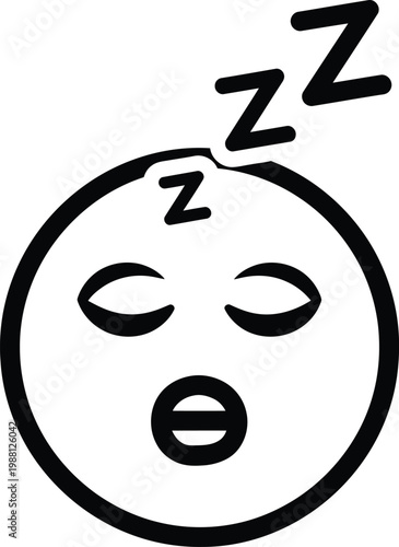 Black and white cartoon illustration of a sleeping face with 'zzz' symbols indicating sleepiness