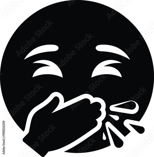 Black silhouette of a face covering mouth in shock or disbelief expressing a strong emotion