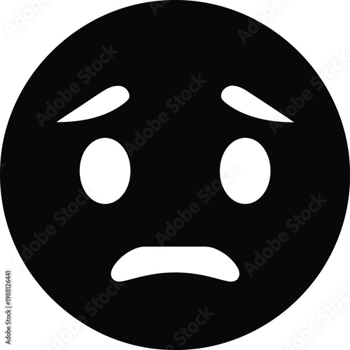 A minimalist black and white illustration of a sad face emoji conveying feelings of disappointment and sorrow