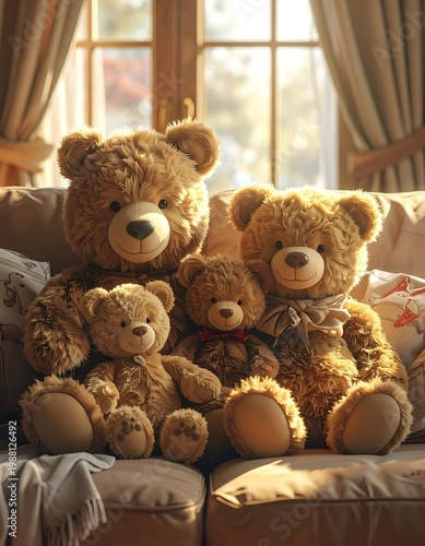 Cozy teddy bear family