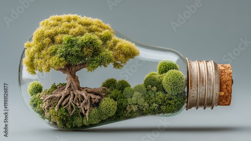 Wallpaper Mural Eco concept with a miniature tree and moss terrarium inside a light bulb representing sustainability and green energy idea Torontodigital.ca