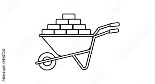 Wheelbarrow filled with construction bricks.