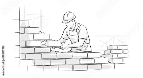 Man working with bricks and mortar.