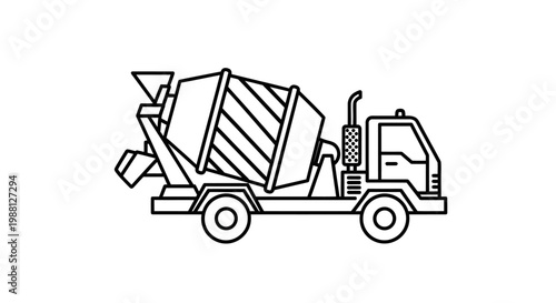 Large Garbage Truck Side View Illustration.