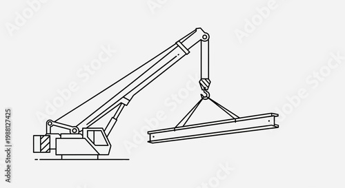Industrial crane lifting heavy metal beam.