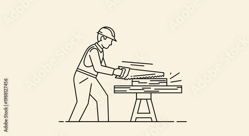 Man working with wood in workshop.