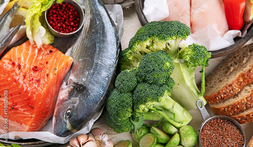 Wallpaper Mural Balanced diet. Concept of healthy food. Torontodigital.ca