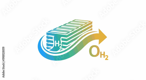 Abstract illustration of a layered structure emitting gases