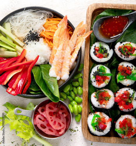 Wallpaper Mural Korean sushi. Asian food concept. Torontodigital.ca