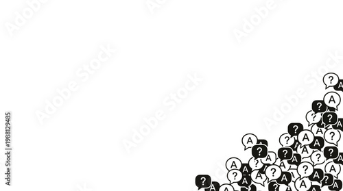 Question and answer background template. Chat, speech bubble, Q and A, ask, support, dialog, help center corner pattern with copy space - stock vector.