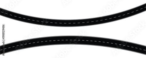 Straight and winding road road. Journey traffic curved highway. Seamless highway marking Isolated on background. 
