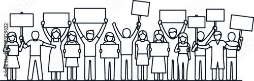 Crowd of people holding signs protesting for rights and social change.