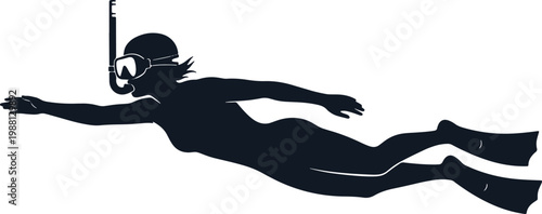 Woman scuba diver swimming underwater with snorkel and mask adventure.