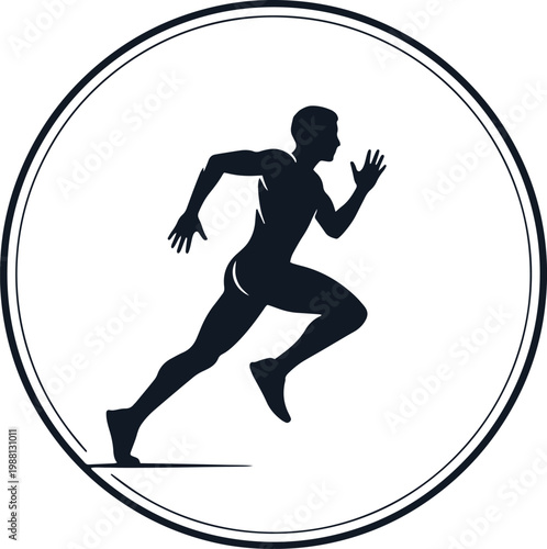 Runner in motion, athletic silhouette, sport and fitness, race and competition.