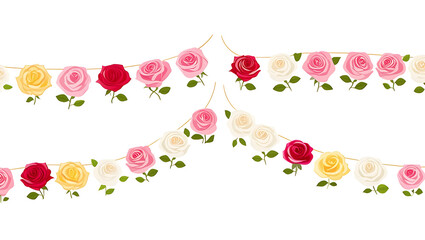 A vibrant spring nature frame featuring colorful roses and floral bouquets with fluttering butterflies creates a beautiful vector heart design for a romantic wedding or Valentine card decoration