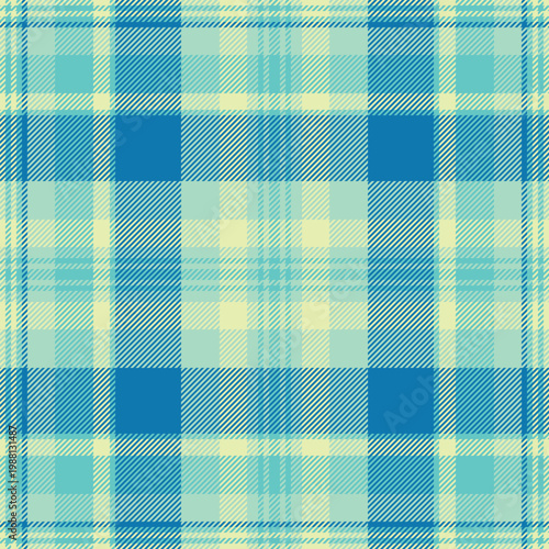 Glamour background plaid seamless, femininity check textile texture. Quality pattern vector fabric tartan in mint and teal colors.