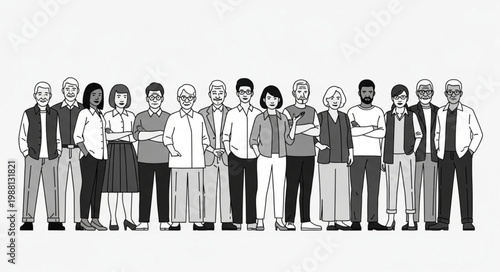 Diverse group of people standing.